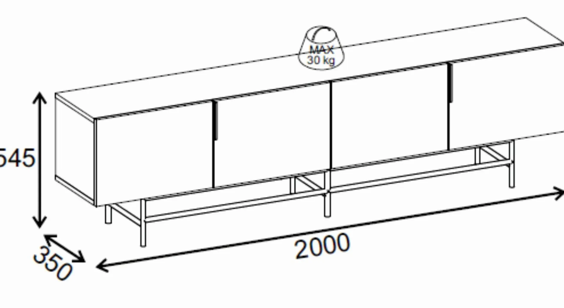 Truvia TV-benk 200x55x35 cm