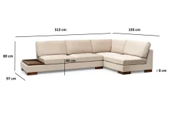 Hjørnesofa-Tulima Sofa med Sjeselong Høyre Beige