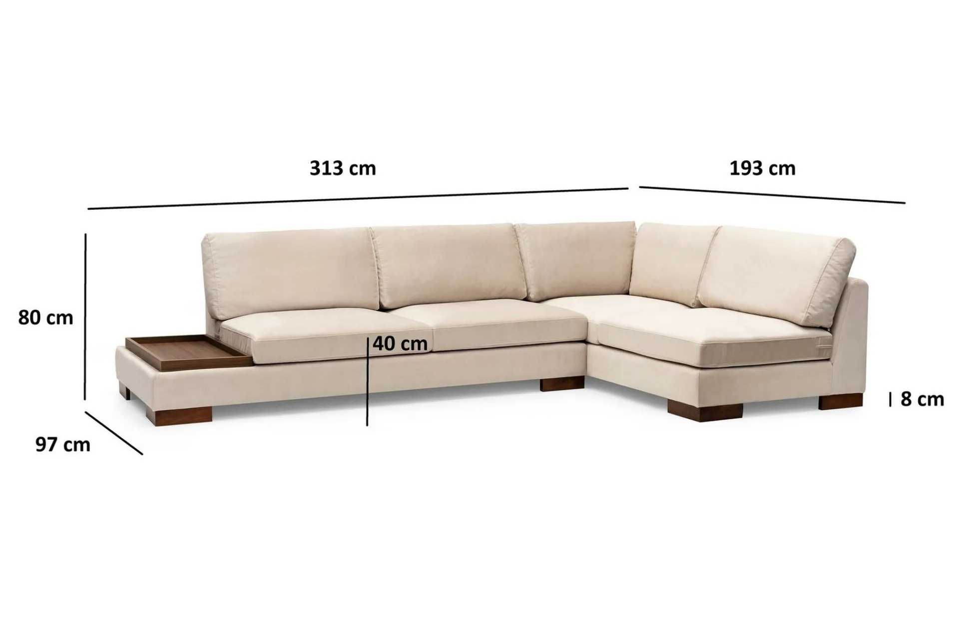 Hjørnesofa-Tulima Sofa med Sjeselong Høyre Beige
