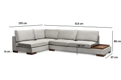 Tulima Sofa med Sjeselong m Krakk Venstre