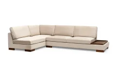 Hjørnesofa-Tulima Sofa med Sjeselong m Krakk Venstre Beige