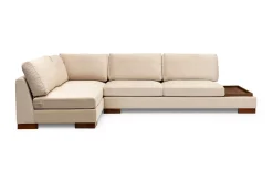 Hjørnesofa-Tulima Sofa med Sjeselong m Krakk Venstre Beige