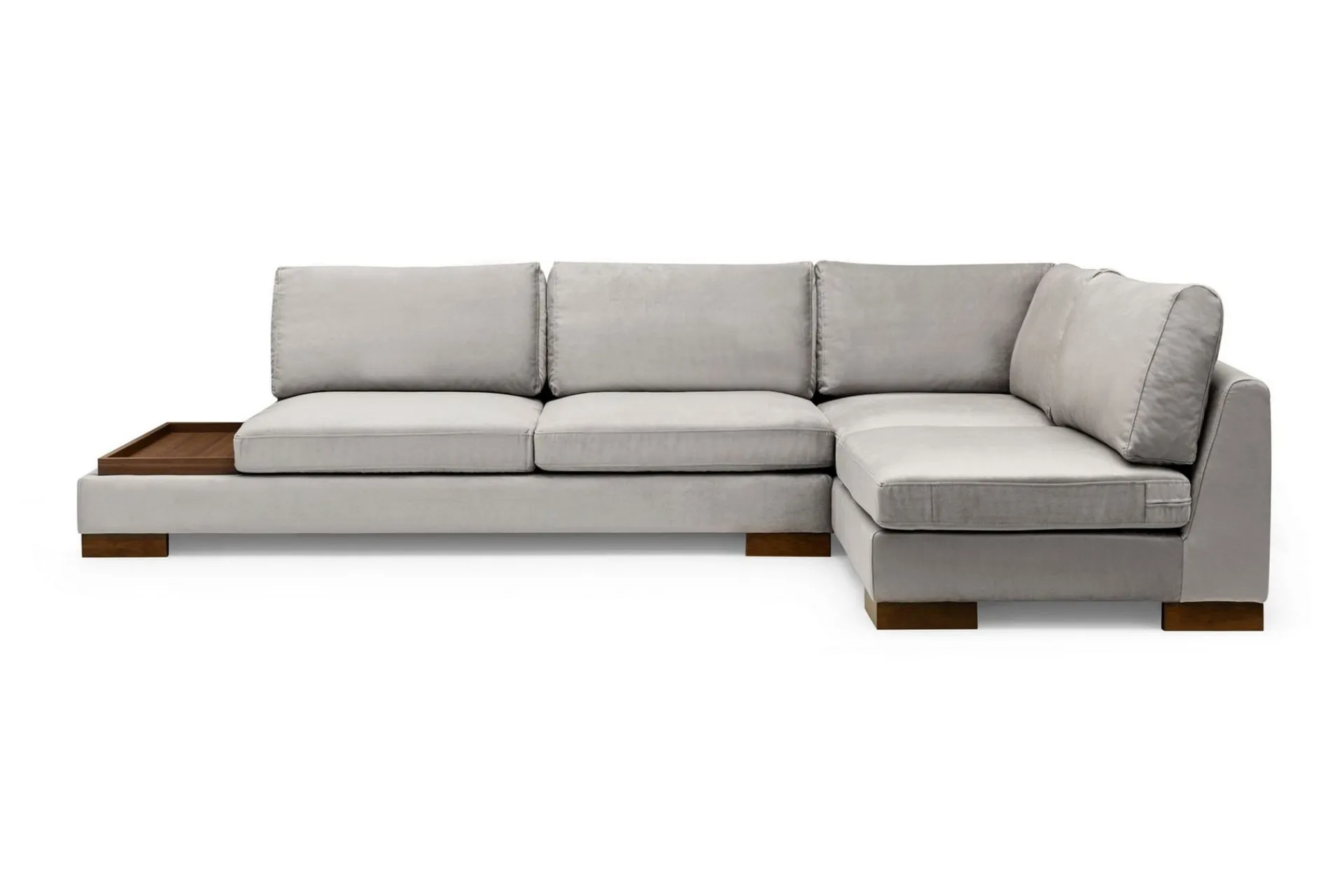 Hjørnesofa-Tulima Sofa med Sjeselong m Krakk Høyre Lysegrå