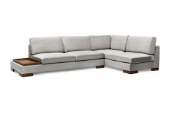 Hjørnesofa-Tulima Sofa med Sjeselong m Krakk Høyre Lysegrå