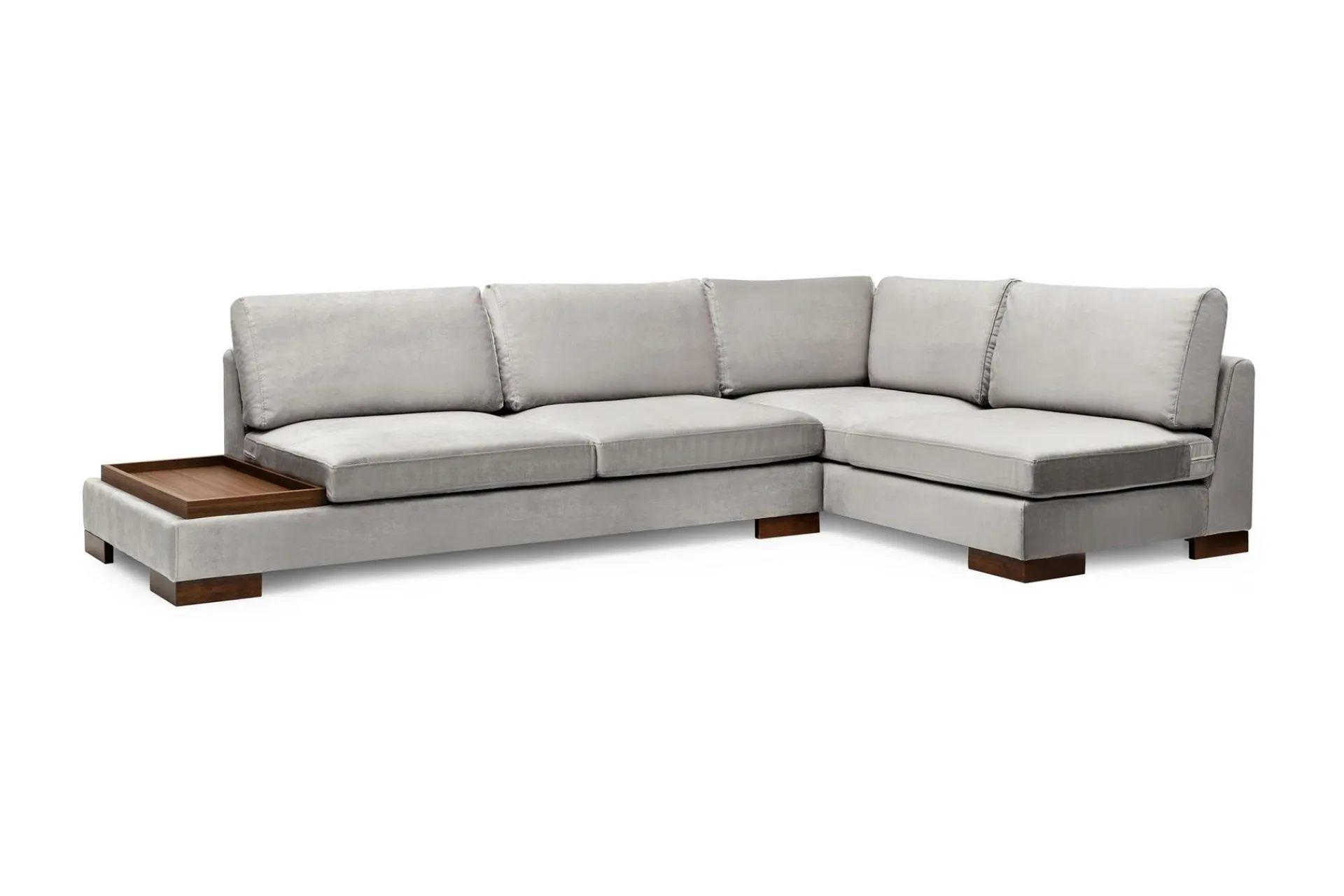 Hjørnesofa-Tulima Sofa med Sjeselong m Krakk Høyre Lysegrå