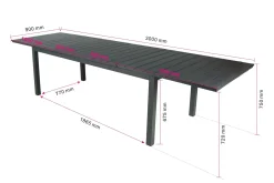 Comfort Garden Tunis spisebord utendørs 205/305x90 rektangulært uttrekkbart