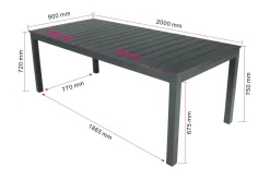 Comfort Garden Tunis spisebord utendørs 205/305x90 rektangulært uttrekkbart