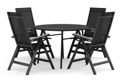 Comfort Garden Spisegrupper Hage-Tunis utendørs rund spisegruppe 120 cm med 4 Monaco Light posisjonsstoler