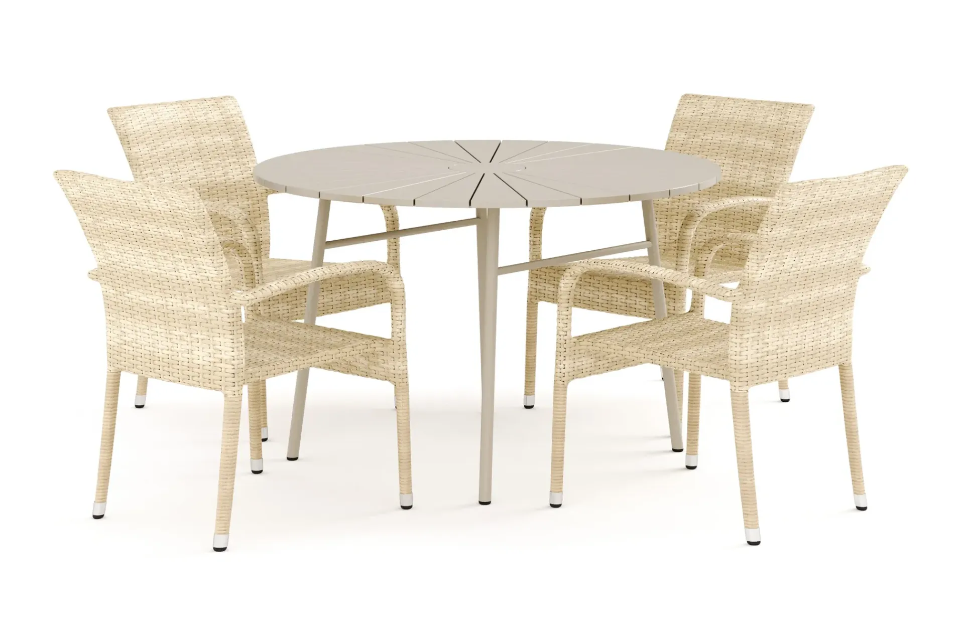 Comfort Garden Spisegrupper Hage-Tunis utendørs rund spisegruppe 120 cm med 4 Thor Light utelenestoler