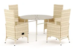 Comfort Garden Tunis utendørs rund spisegruppe 120 cm med 4 Jenny spisestoler