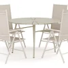 Comfort Garden Tunis utendørs rund spisegruppe 120 cm med 4 Maggie regulerbare stoler