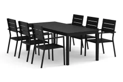 Comfort Garden Spisegrupper Hage-Tunis utendørs spisegruppe, uttrekkbar 205/305x90 cm med 6 Tunis stablestoler