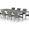 Comfort Garden Tunis utendørs spisegruppe uttrekkbar 205/305x90 cm med 8 Thor Light utendørs lenestoler