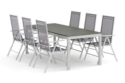 Comfort Garden Spisegrupper Hage|Cafesett-Tunis utendørs spisegruppe, uttrekkbar 205/305x90 cm med 6 Maggie regulerbare stoler