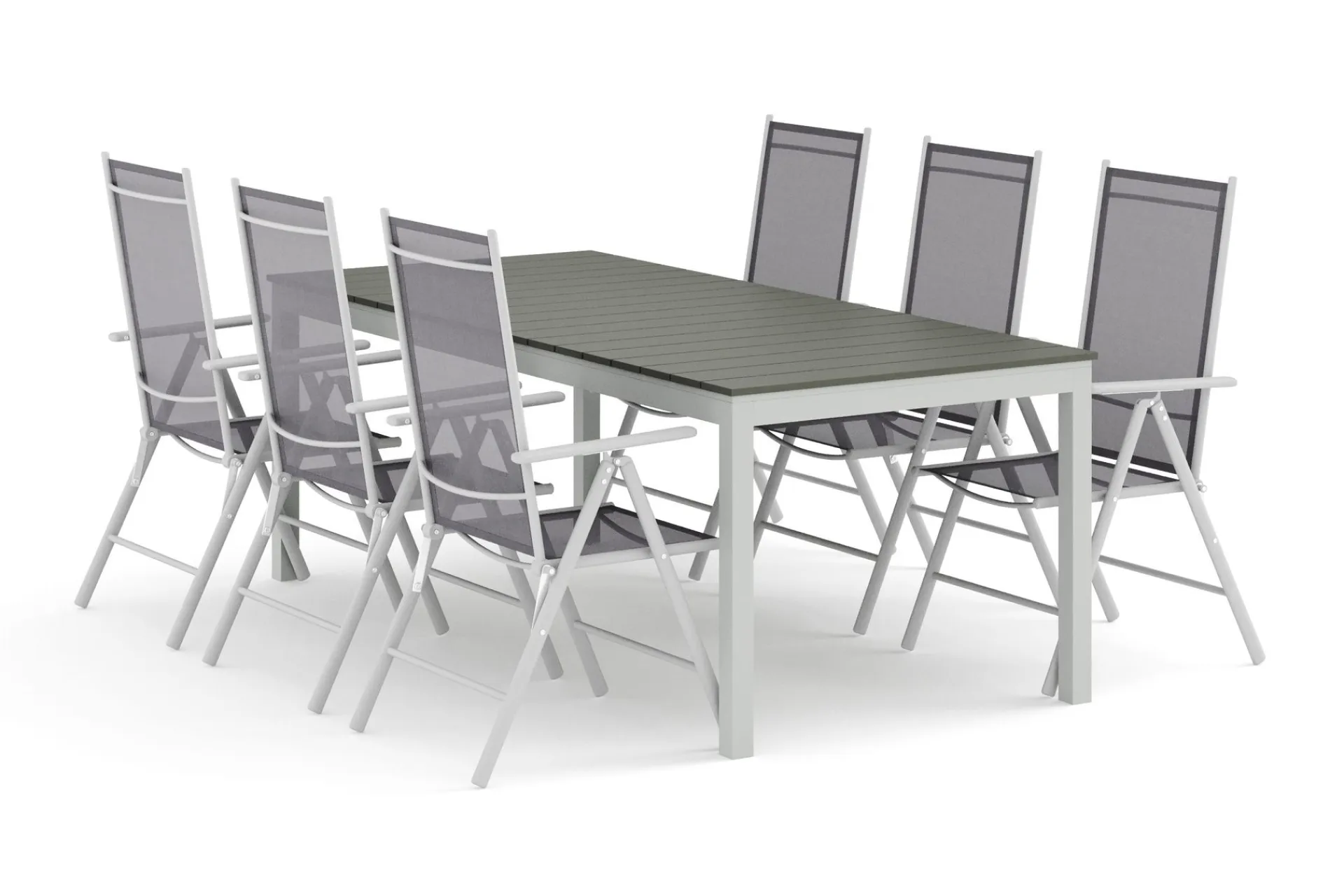 Comfort Garden Spisegrupper Hage|Cafesett-Tunis utendørs spisegruppe, uttrekkbar 205/305x90 cm med 6 Maggie regulerbare stoler