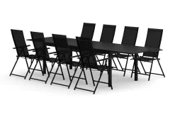 Comfort Garden Spisegrupper Hage-Tunis utendørs spisegruppe, uttrekkbar 205/305x90 cm med 8 Sanna regulerbare stoler