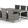 Comfort Garden Tunis utendørs spisegruppe uttrekkbar 205/305x90 cm med 6 Thor Light utendørs lenestoler