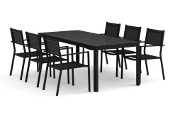 Comfort Garden Spisegrupper Hage-Tunis utendørs spisegruppe 205x90 cm med 6 Tunis stablebare stoler