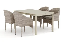 Comfort Garden Spisegrupper Hage-Tunis utendørs spisegruppe 140x90 cm med 4 Thor lenestoler Beige