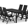Comfort Garden Tunis utendørs spisegruppe 205x90 cm med 6 Thor Light utendørs lenestoler