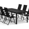 Comfort Garden Tunis utendørs spisegruppe 205x90 cm med 6 Sanna posisjonsstoler