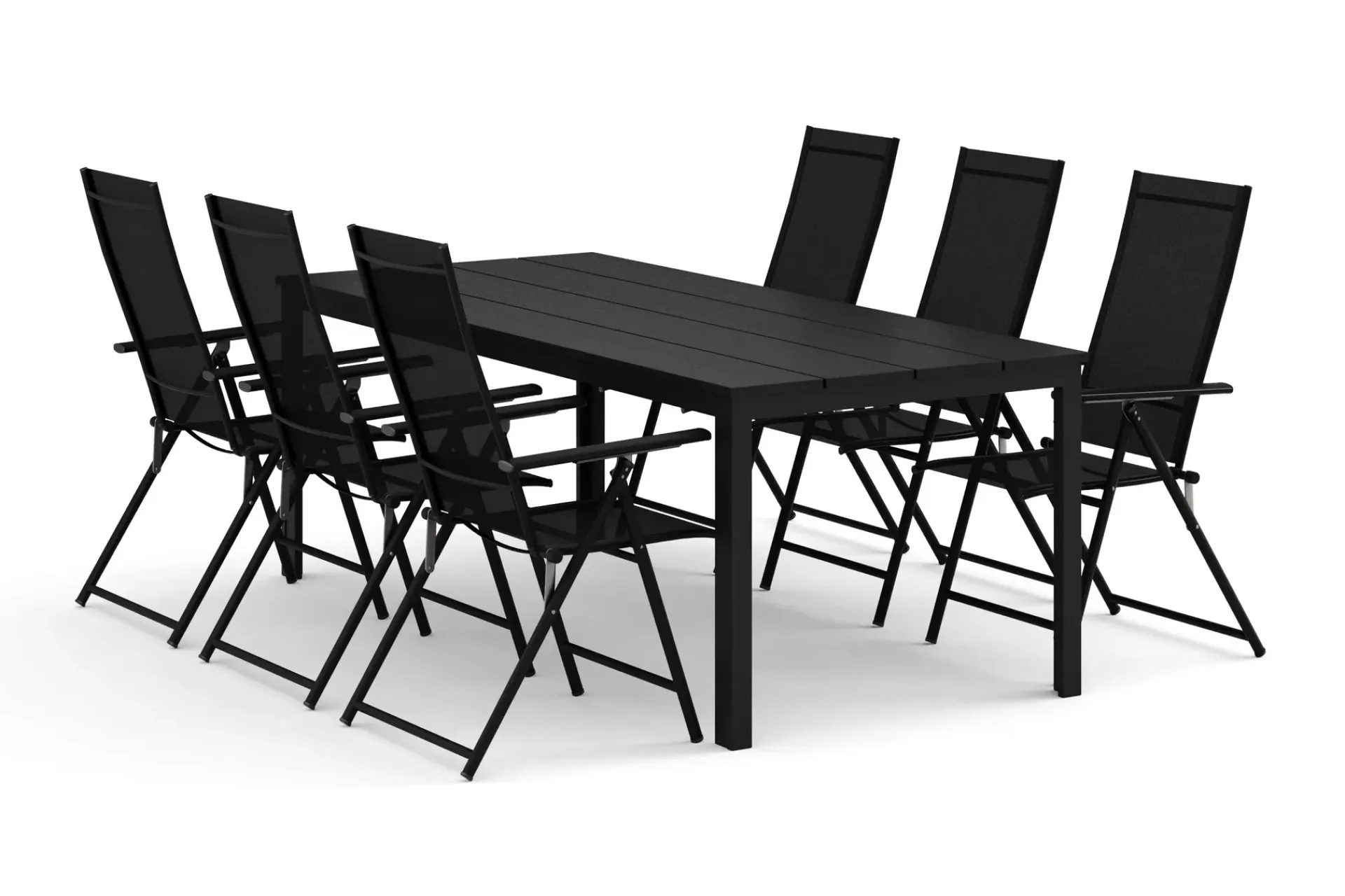Comfort Garden Tunis utendørs spisegruppe 205x90 cm med 6 Sanna posisjonsstoler