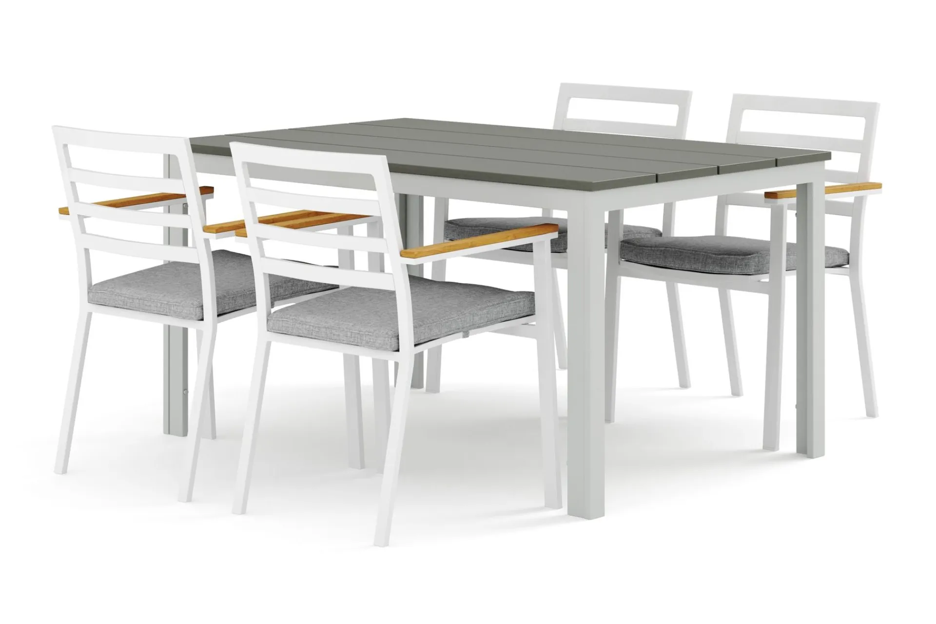 Comfort Garden Tunis utendørs spisegruppe 140x90 cm med 4 Oliver karmstoler med pute