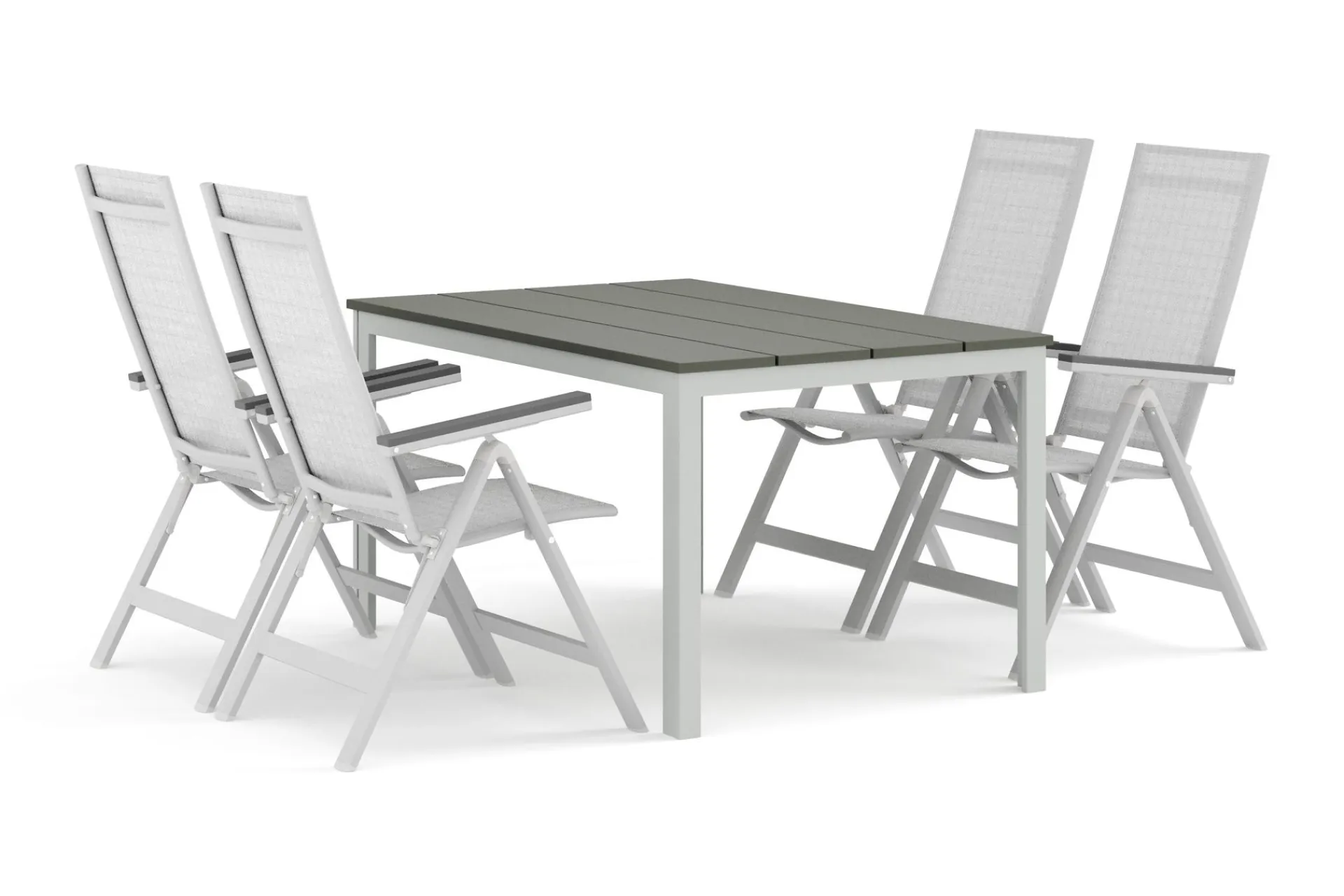 Comfort Garden Spisegrupper Hage-Tunis utendørs spisegruppe 140x90 cm med 4 Monaco Light posisjonsstoler