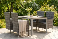 Comfort Garden Tunis utendørs spisegruppe 140x90 cm med 4 Thor hagelenestoler