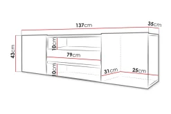 Tv-Benk & Mediabenk-TV-benk 137 cm LED-belysning Eik