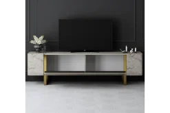 Tv-Benk & Mediabenk-TV-bord Sozi Travertin / Gull Messing,Kobber