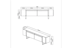 Tv-Benk & Mediabenk-TV-bord Sozi Travertin / Gull Messing,Kobber