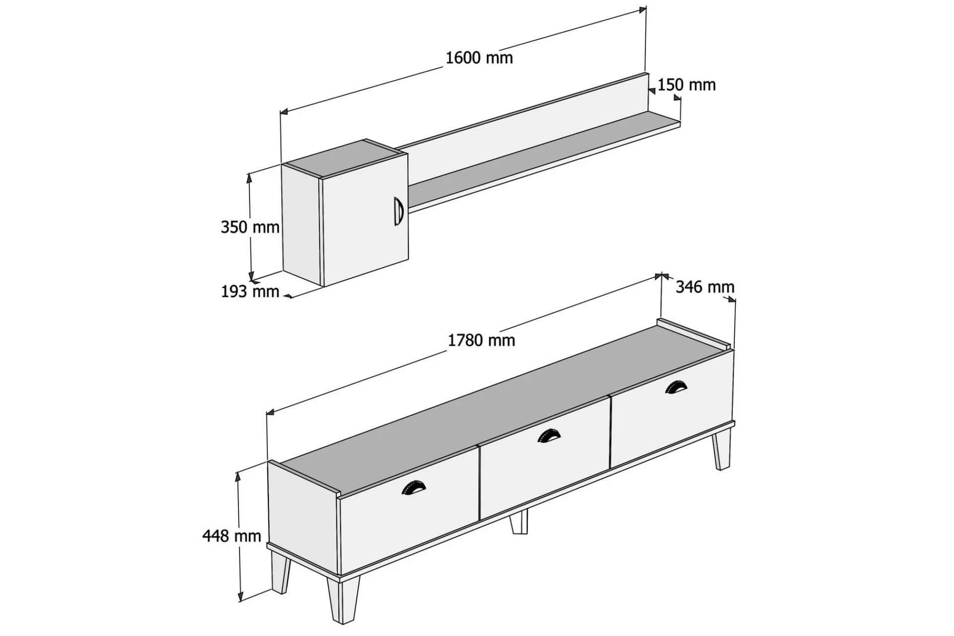 TV Unit Eik|Hvit