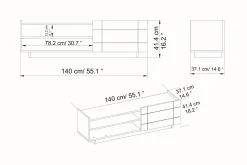 Tv-Benk & Mediabenk-Ulica TV-benk 140 cm Dør + 3 hyller Svart