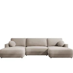 Sovesofaer-Uppland Sovesofa med dobbel sjeselong 5-seter Beige