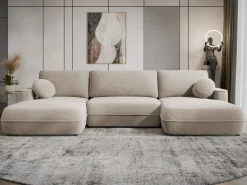 Sovesofaer-Uppland Sovesofa med dobbel sjeselong 5-seter Beige