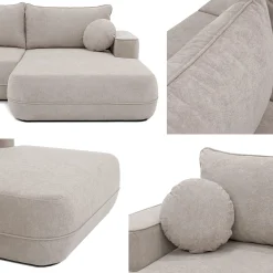 Sovesofaer-Uppland Sovesofa med dobbel sjeselong 5-seter Beige