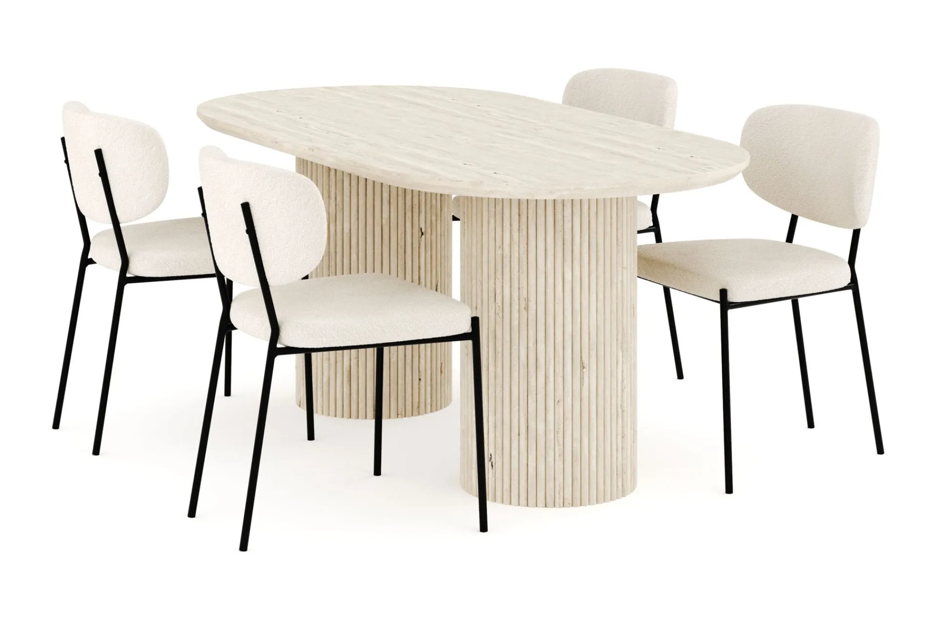 Andrarum Uppveda Spisegruppe 180 cm Oval med 4 Gemmiano Spisestoler