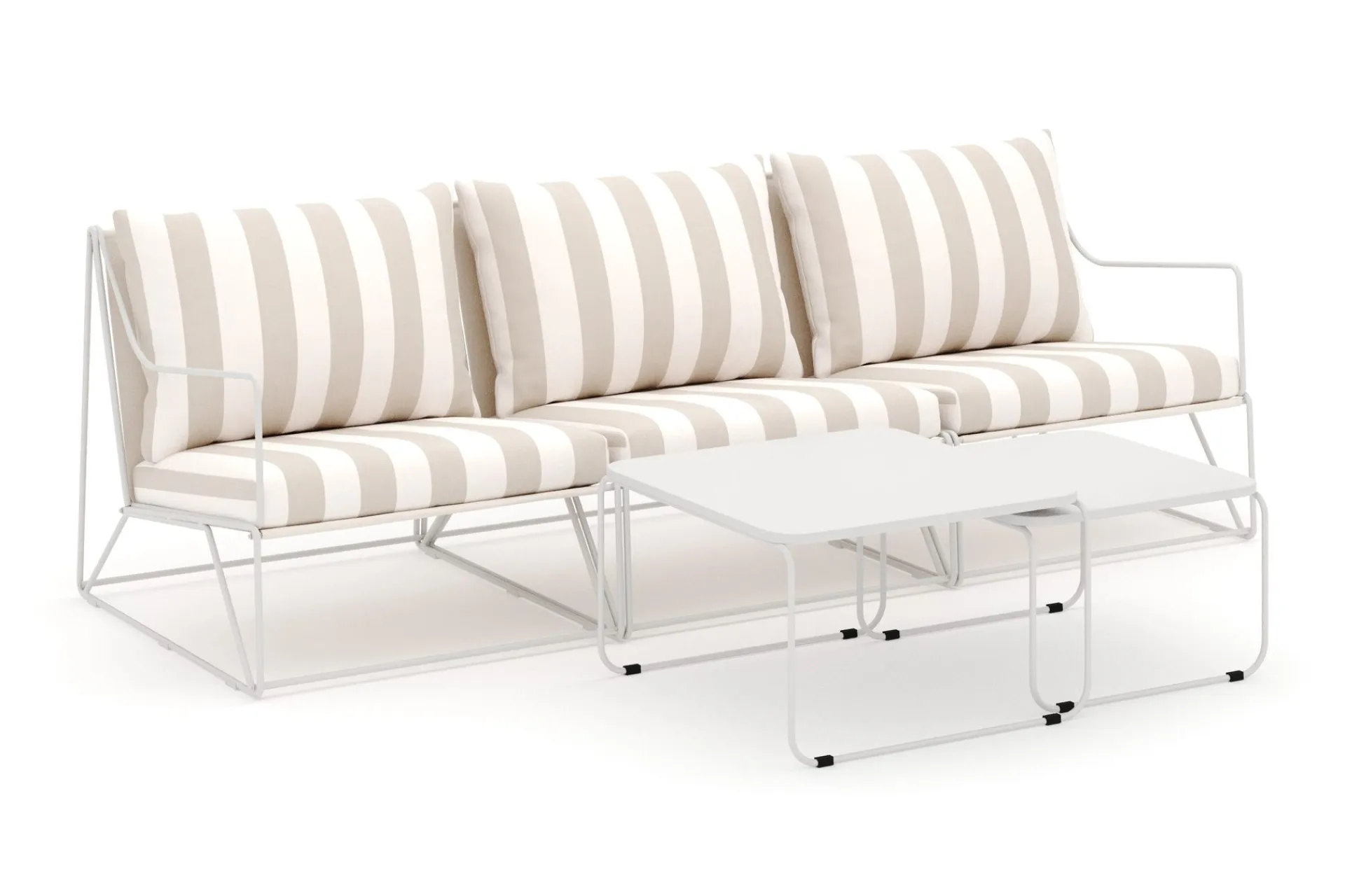 Comfort Garden Veranda & Terrasse|Loungesett-Usteryd 3-seters loungesofa med settbord Beige/Stripet