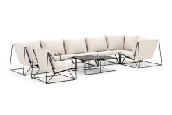 Comfort Garden Lounge Sofa|Lounge Sofa-Usteryd utendørs hjørnesofa 7-seters vendbar med lenestol Svart, Beige