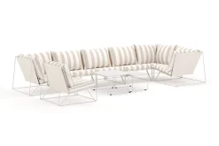 Comfort Garden Veranda & Terrasse|Loungesett-Usteryd utendørs hjørnesofa 7-seters vendbar med lenestol Beige