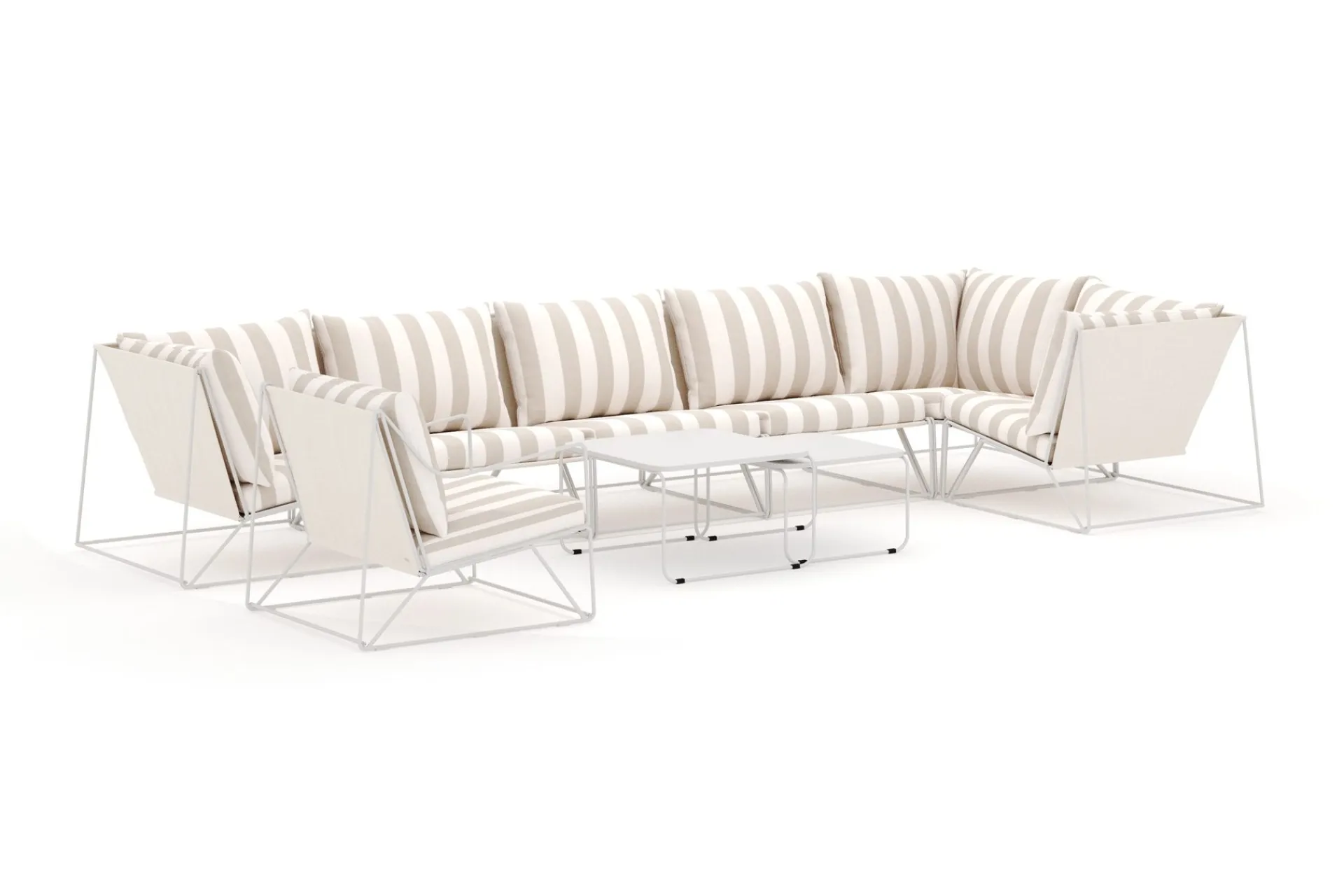 Comfort Garden Veranda & Terrasse|Loungesett-Usteryd utendørs hjørnesofa 7-seters vendbar med lenestol Beige