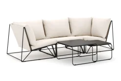 Comfort Garden Benker|Loungestol Ute-Usteryd utendørs rett 3-seters sofa Svart, Beige