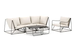 Comfort Garden Veranda & Terrasse|Loungesett-Usteryd utendørs rett 4-seters sofa med lenestol Svart, Beige