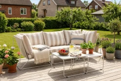 Comfort Garden Veranda & Terrasse|Loungesett-Usteryd utendørs rett 3-seters sofa Beige
