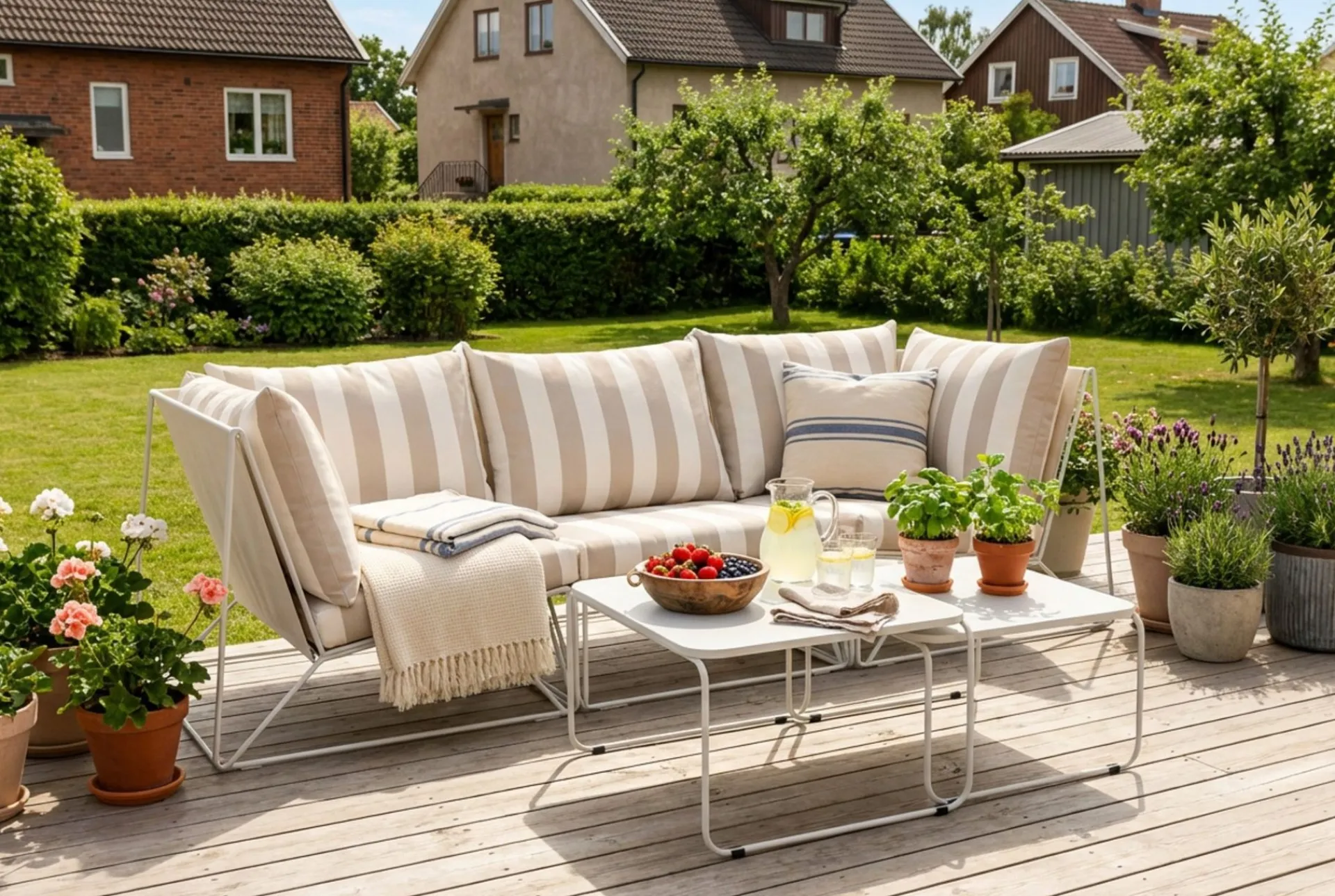 Comfort Garden Veranda & Terrasse|Loungesett-Usteryd utendørs rett 3-seters sofa Beige