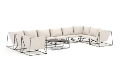 Comfort Garden Loungemøbler Salg-Usteryd utendørs U-sofa 10-seters med lukket avslutning Svart, Beige