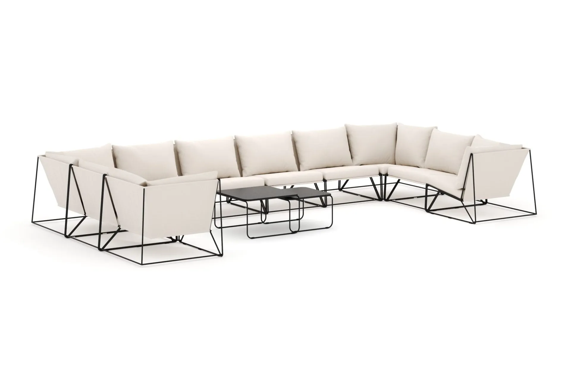 Comfort Garden Loungemøbler Salg-Usteryd utendørs U-sofa 10-seters med lukket avslutning Svart, Beige