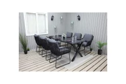 Utendørs møbelgruppe 190 cm Bord & 6 Levanto grå stoler