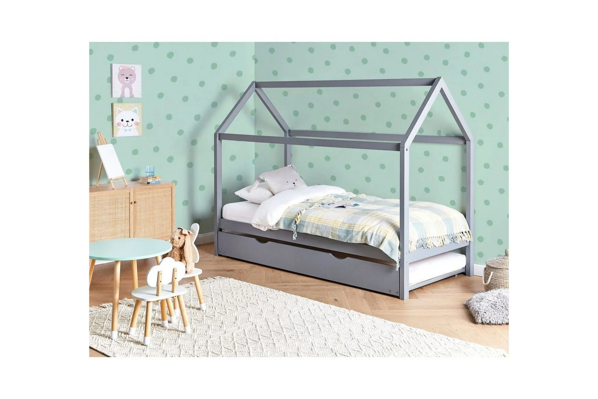 Barneseng & Juniorseng-Uttrekkbar barneseng Crillon Grey